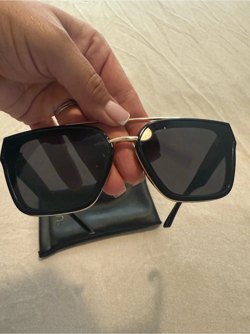 Quay Australia Black Cat Eye Sunglasses with Gold Double Bridge